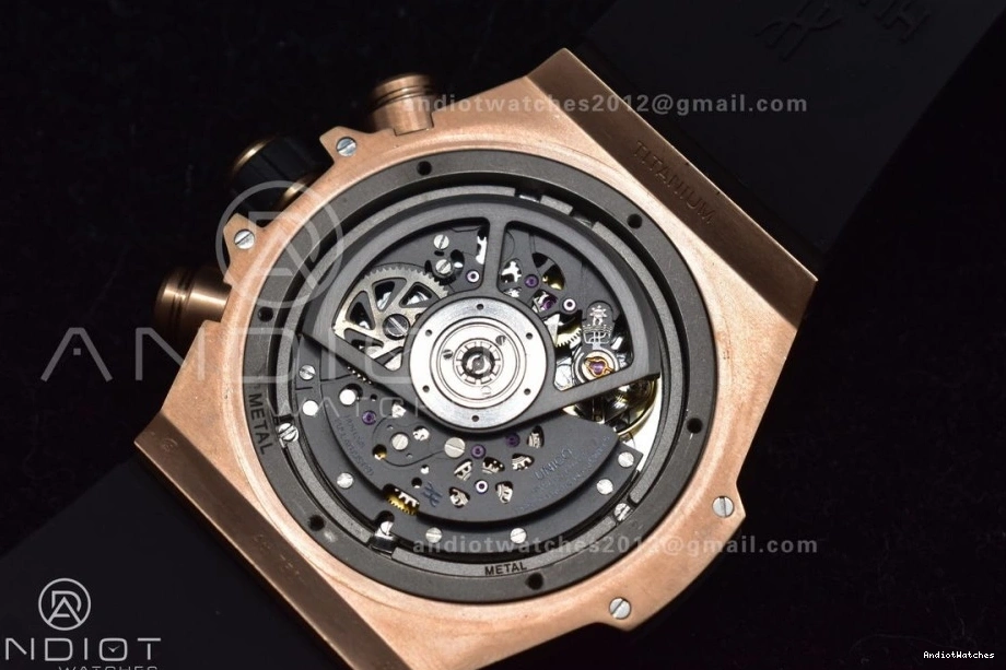 Strap GoodFit ZF Bang Edition Rubber RG Best Hublot 904 Big Dial on Skeleton Unico Black 1:1 A 0420